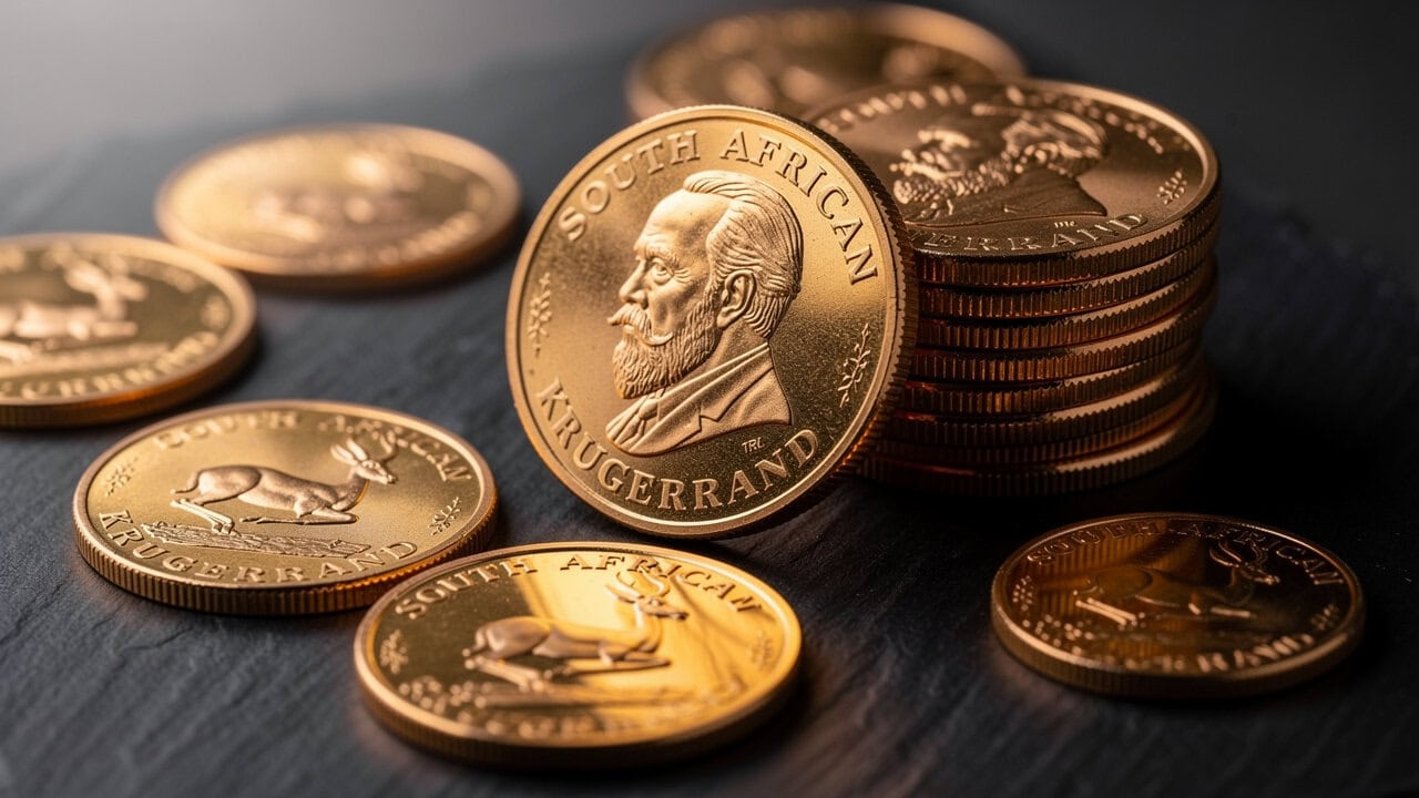 South African Krugerrand gold coins for investment and wealth building.